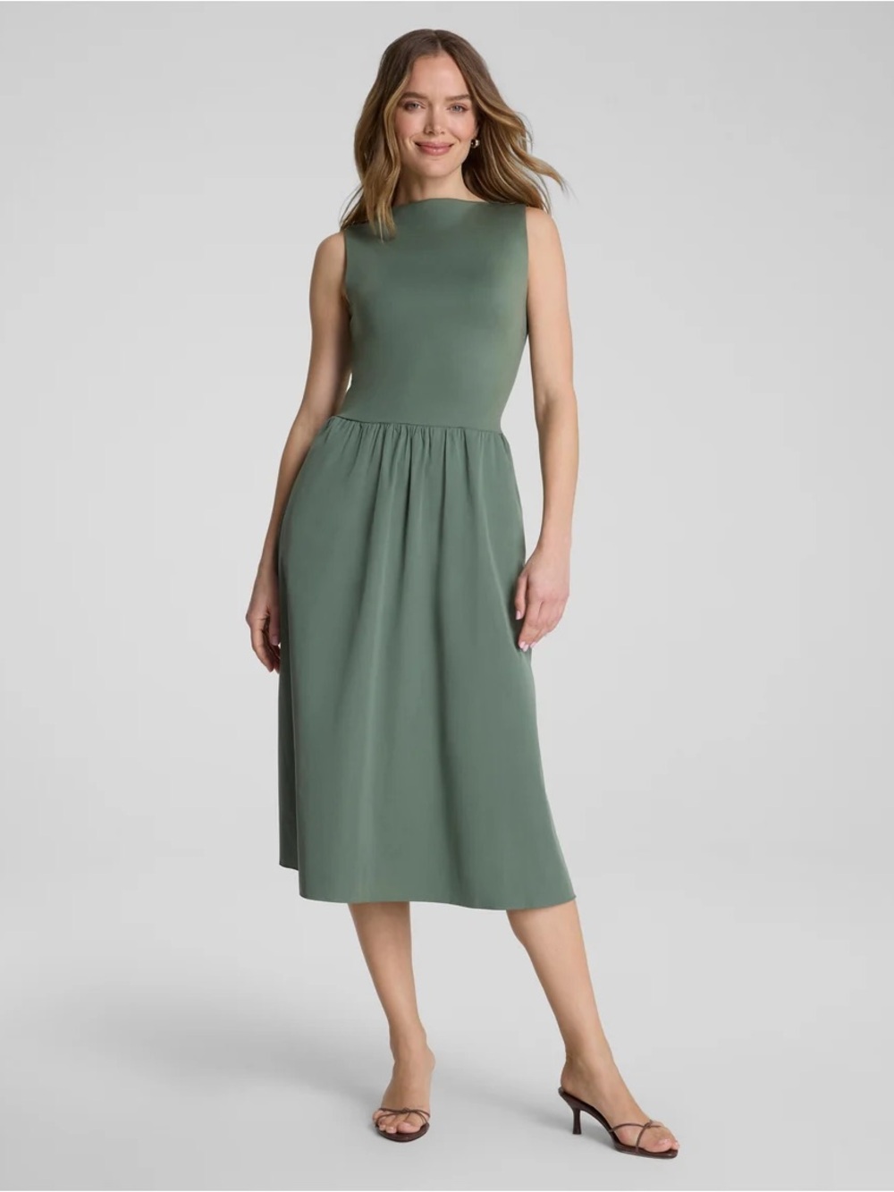 SPANXsmooth® Jersey High Neck Midi Dress Eucalyptus Small Women’s